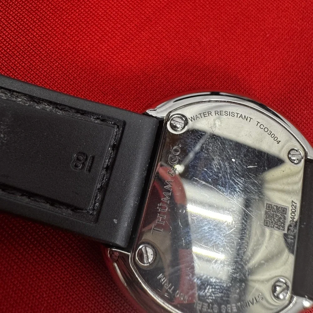 Thumm & Co Abbey Silver Tone Watch With Black Band UNTESTED‎ Battery?